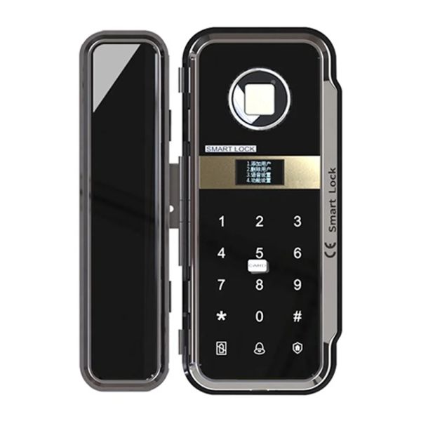 Замок біометричний автономний на скляні двері Trinix TRL-3305BG зі зчитувачем відбитків пальців і карт Mifare