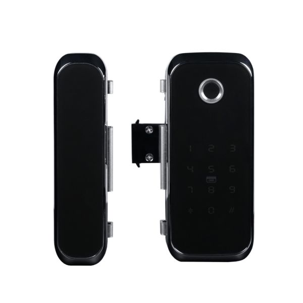 Замок біометричний автономний на скляні двері Trinix TRL-3306BTG з Bluetooth, зчитувачем відбитків пальців і карт Mifare