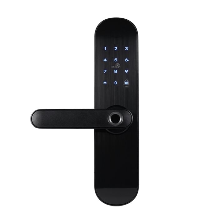 Замок біометричний автономний Trinix TRL-5103BTF Black Left з Bluetooth, зчитувачем відбитків пальців і карт Mifare