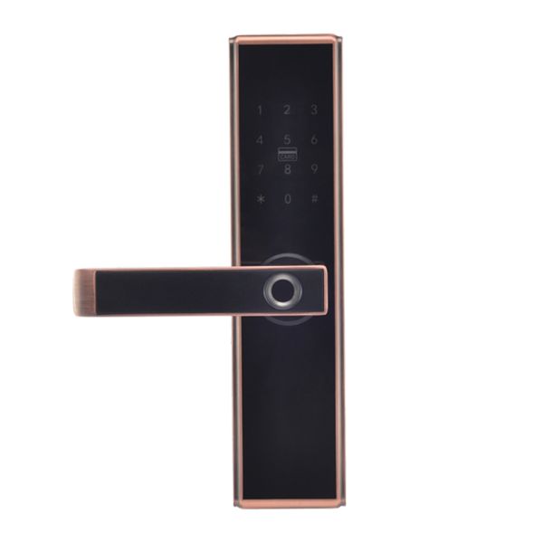 Замок біометричний автономний Trinix  TRL-5109BTF Red Bronze Left з Bluetooth, зчитувачем відбитків пальців і карт Mifare