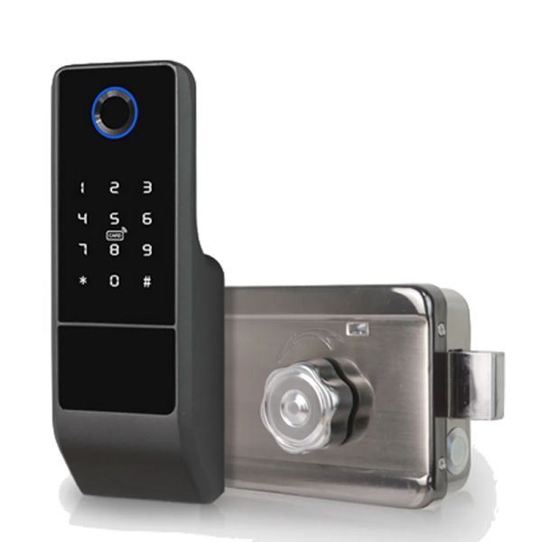 Замок біометричний автономний Trinix TRL-5201BTFW Black Right з Bluetooth, зчитувачем відбитків пальців і карт Mifare