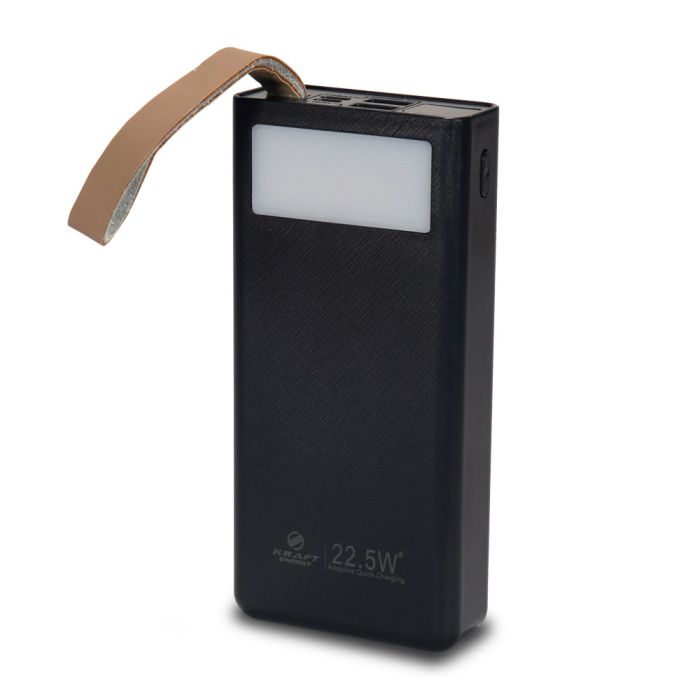 Повербанк 20000mAh Power Bank Kraft TPB-2320 Black 22.5W QC3.0 LED-ліхтар
