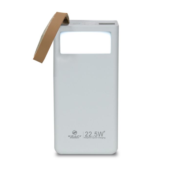Повербанк 30000mAh Power Bank Kraft TPB-2330 White 22.5W QC3.0 LED-ліхтар