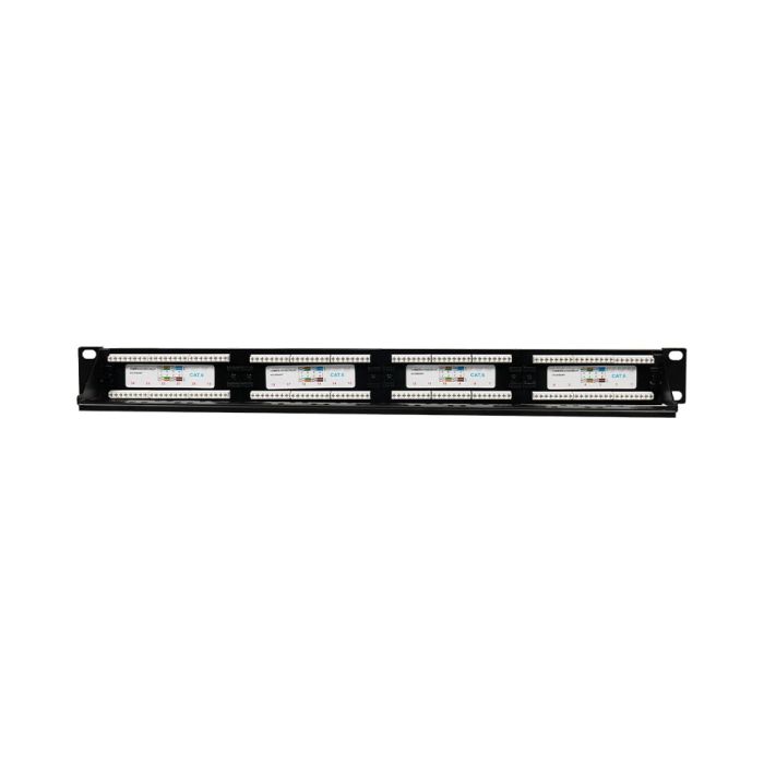 Патч-панель 24 порти NVC-PN-01/24 CAT5/CAT6 19" 1U неекранована, з заднім організатором кабелю