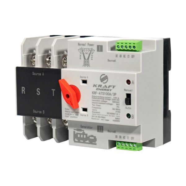 Автоматичний перемикач (АВР) під DIN-рейку Kraft KRF-ATS100A/3p 3 полюси