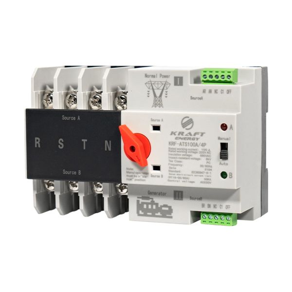 Автоматичний перемикач (АВР) під DIN-рейку Kraft KRF-ATS100A/4p 4 полюси