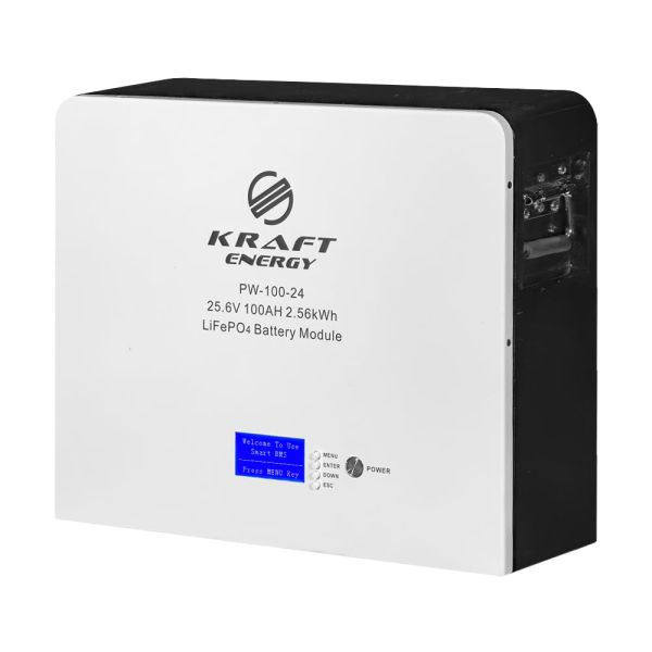 Акумуляторна батарея літій-залізо-фосфатна 25.6В 100А*год 2560Вт*год Kraft PW-100-24 LiFePO4 настінний монтаж
