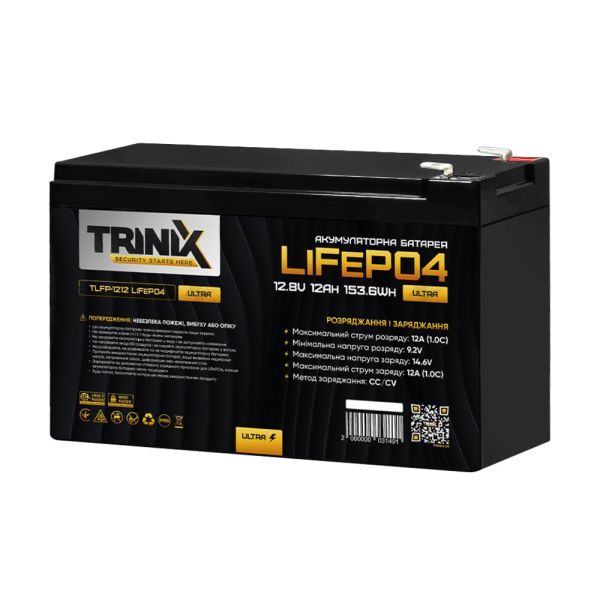 Акумуляторна батарея літій-залізо-фосфатна 12.8В 12А*год Trinix TLFP-1212 Ultra LiFePO4 (Black)