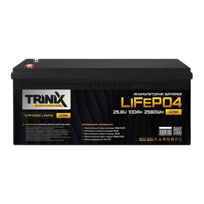 Акумуляторна батарея літій-залізо-фосфатна 25.6В 100А*год Trinix TLFP-24100 Ultra LiFePO4 з Bluetooth (Black)
