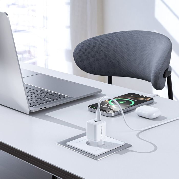 Мережевий зарядний пристрій Choetech PD5012 mini PD30W GAN A+C White