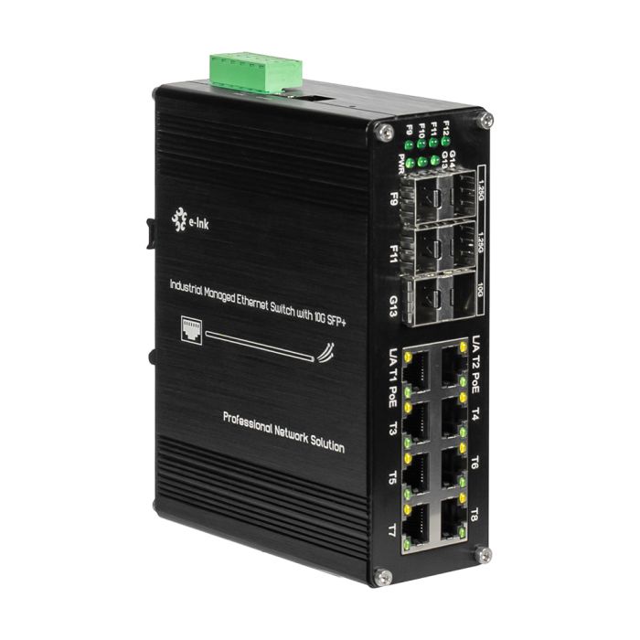 PoE-комутатор 14-портовий керований L2+ E-LINK ETH-IMC2408MP гігабітний з 8 портами PoE, 240W