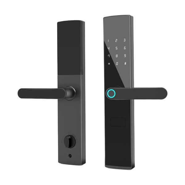 Замок біометричний автономний Trinix TRL-7704WF Black L/R з Wi-Fi, зчитувачем відбитків пальців і карт Mifare