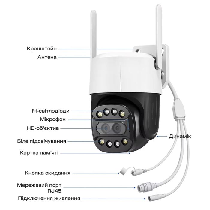 IP PTZ-відеокамера з WiFi 8Mp+8Mp Light Vision VLC-9284WI10Z/2C (Camhi Pro) f=3.6mm+8mm, ІЧ+LED-підсвічування, з мікрофоном