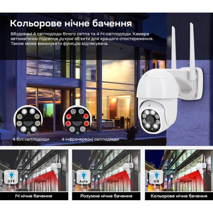 IP PTZ-відеокамера з WiFi 4Mp Light Vision VLC-9248WIA (Tuya) f=3.6mm, ІЧ+LED-підсвічування, з мікрофоном