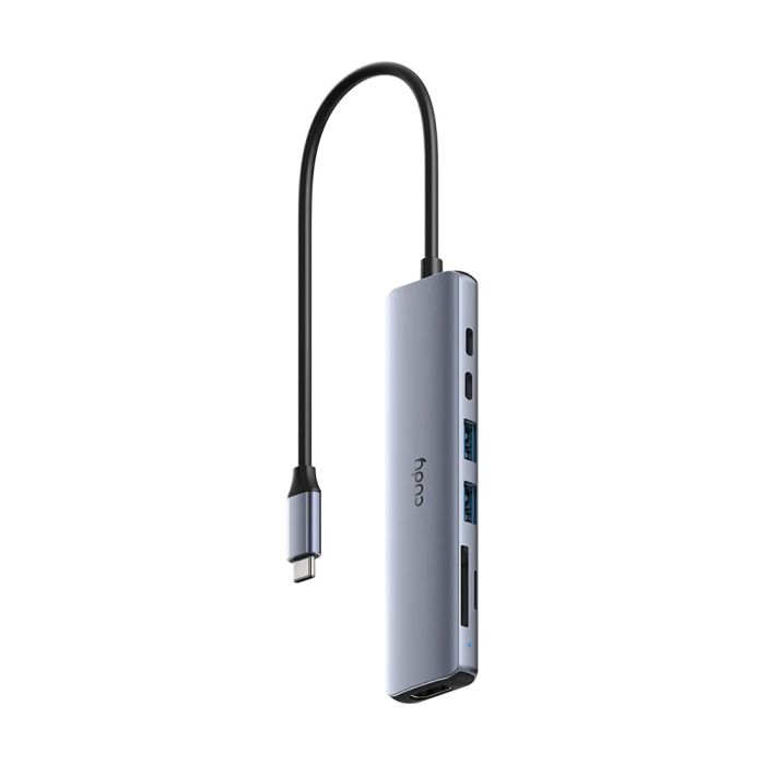 USB-C хаб 7-в-1 Cudy UH407  HDMI 4K@60Hz, 2 USB-A, 2 USB-C, SD-card, TF-card