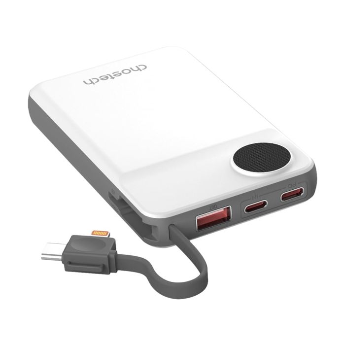 Повербанк 10000mAh Choetech B695 White QC3.0 PD3.0 бездротова зарядка смартфонів та Apple Watch