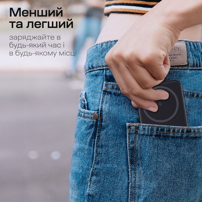 Повербанк 5000mAh Choetech B709 Black PD3.0 бездротова магнітна зарядка
