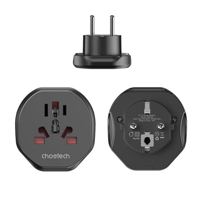 Перехідник мережевий EU – універсальна розетка Choetech PD5030 2500W 10A
