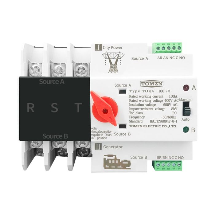 Автоматичний перемикач (АВР) під DIN-рейку TOMZN TOQ5/3P 100A 3 полюси