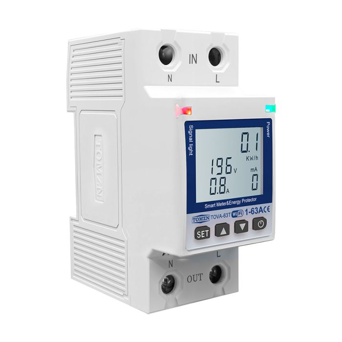 Розумний автоматичний вимикач з Wi-Fi (Tuya) TOMZN TOVA-63T 63A з моніторингом енергоспоживання, захисним реле напруги та захистом від витоку струму