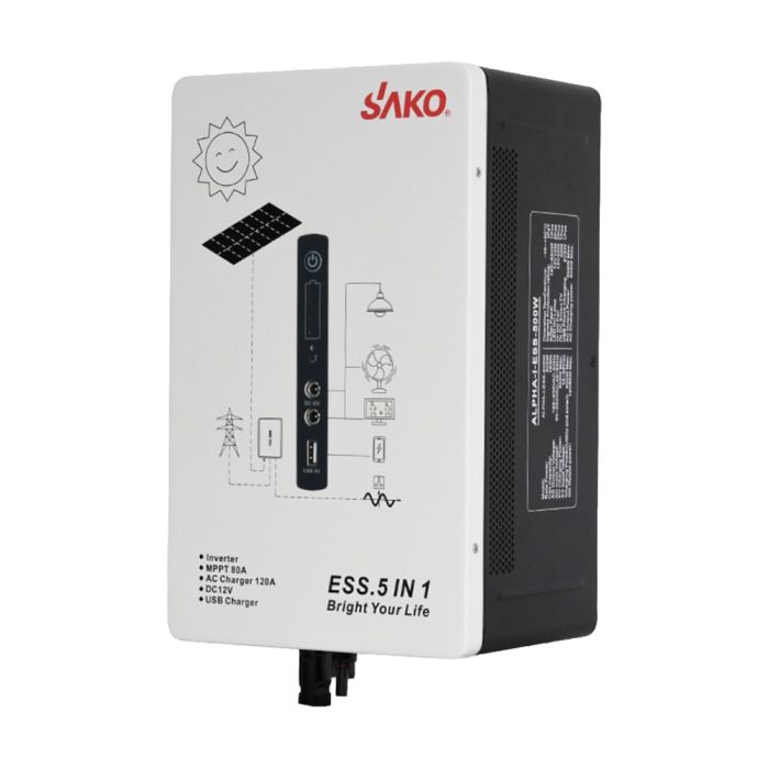 Портативна зарядна станція – система резервного живлення (інвертор та батарея) Sako Alpha-ESS-500W/1KWh настінна. Потужність 500 Вт, енергоємність 1004.8 Вт*год, LifePO4