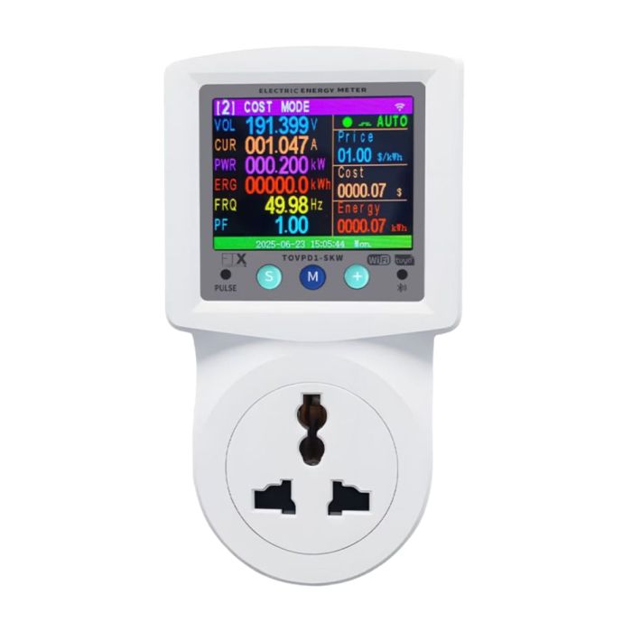 Розумна розетка з реле контролю напруги, струму, потужності з Wi-Fi (Tuya) TOMZN TOVPD1-SKW Universal+EU 16A, моніторинг енергоспоживання