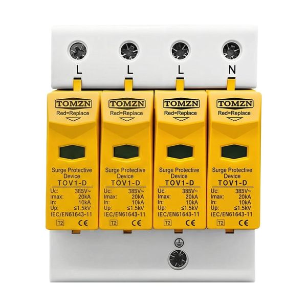 Обмежувач напруги TOMZN TOV1-20/4P 275V AC 10-20kA під DIN-рейку 4 полюси
