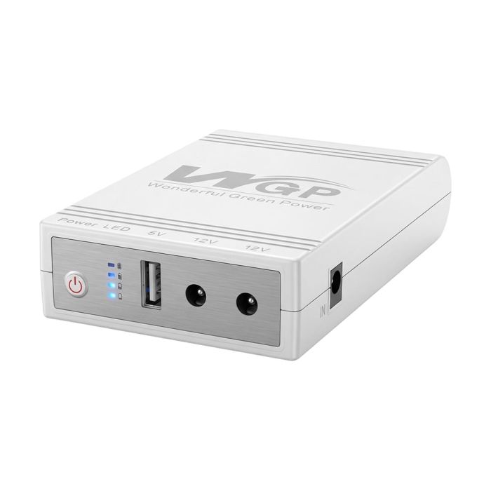 Комплект Mini UPS з блоком живлення: джерело безперебійного живлення Mini UPS WGP UPS103C 16000mAh 5V/12V/12V, Li-ion 4*4Ah, для роутера і оптичного термінала та блок живлення SPF-1202B 12V/2A (24W)
