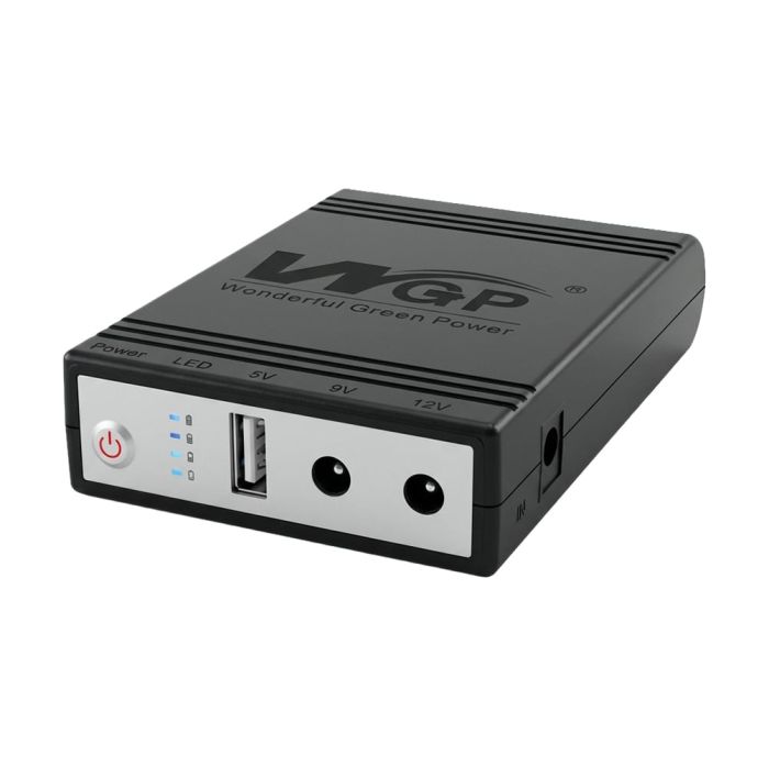 Комплект Mini UPS з блоком живлення: джерело безперебійного живлення Mini UPS WGP UPS1032 Black 10400mAh 5V/9V/12V, Li-ion 4*2.6Ah, для роутера і оптичного термінала та блок живлення SPF-1202B 12V/2A (24W)