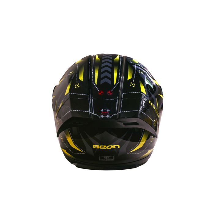 Мотошолом інтеграл Beon TECH SHINY BLACK/YELLOW (глянець чорний/жовтий) розмір L