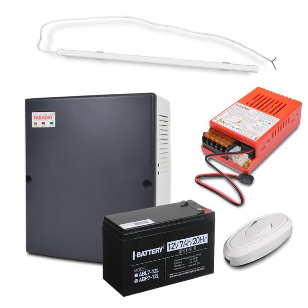 Комплект: Бокс пластиковий PLB 7-9 А·год + Cвітильник LED лінійний 600мм 12Вт 6500K + БЖ UPS 35W Smart ASCH PL + Акумулятор ABP7-12L 7 А·год + Перемикач світла e.switch wires 6A white