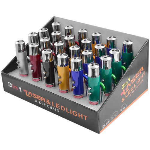 Ліхтар брелок 9617/117-3-LED, лазер, ультрафіолет, 3хLR44, карабін