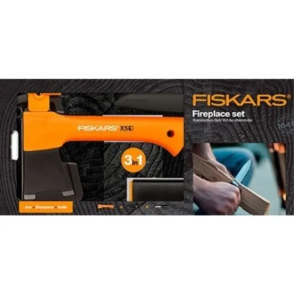 Fiskars XXS X5 1015617 1057913 Подарунковий набір (сокира + ніж + точилка)