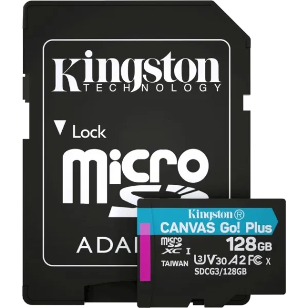 Kingston microSDXC 128 Гб U3 V30 A2 (SDCG3/128GBSP) Карта пам’яті