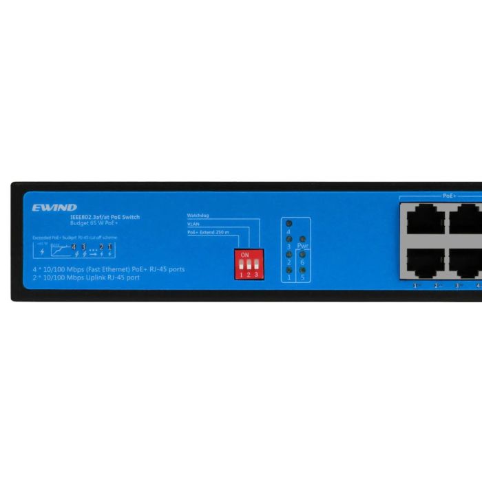Некерований 6-портовий PoE-комутатор Ewind EW-S1906CF-AP з 4 портами PoE
