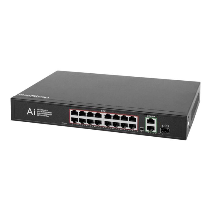 Комутатор мережевий GreenVision POE GV-010-D-16+2 PG+1 SFP