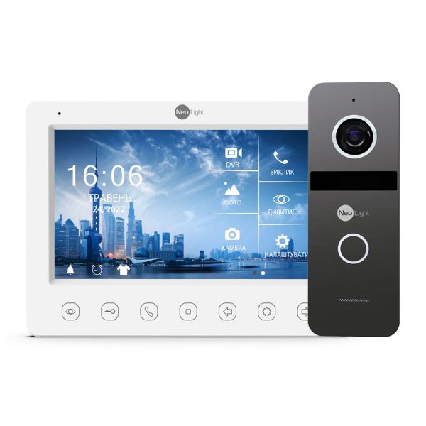 Комплект відеодомофона Neolight NeoKIT HD WF Graphite: відеодомофон 7" з Wi-Fi з детектором руху та 2 Мп відеопанель