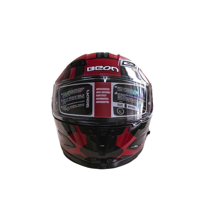 Мотошолом інтеграл Beon R SHINY GREY (глянець сірий/червоний) розмір ХL