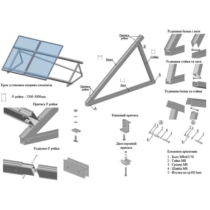 Монтажний набір (12 модулів, статична система з кутом нахилу 35)