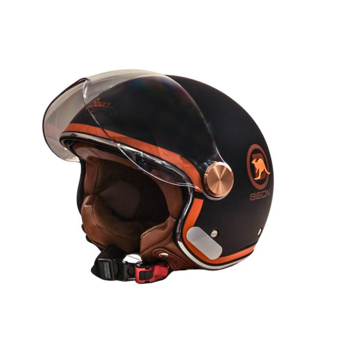 Мотошолом відкритий Beon B-120 31-kangaroo MATT BLACK/KANGAROO (матовий чорний/кенгуру), розмір XL