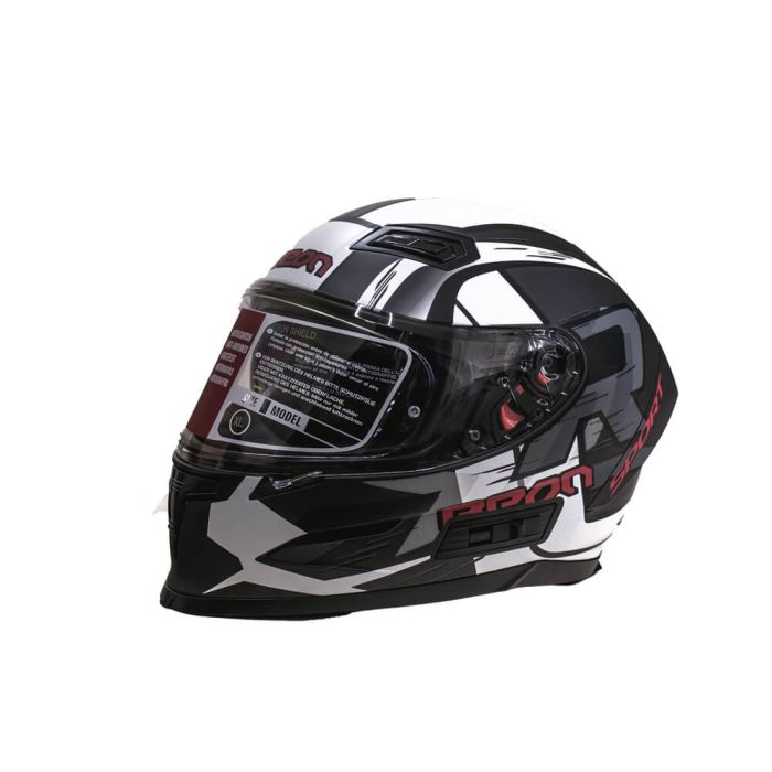 Мотошолом інтеграл Beon R MATT TITAN (матовий білий/чорний) розмір ХL