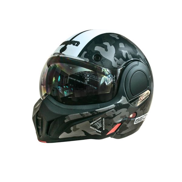 Мотошолом модуляр Beon B-707 81 MATT BLACK/GREY/WHITE (матовий чорний/сірий/білий), розмір XL