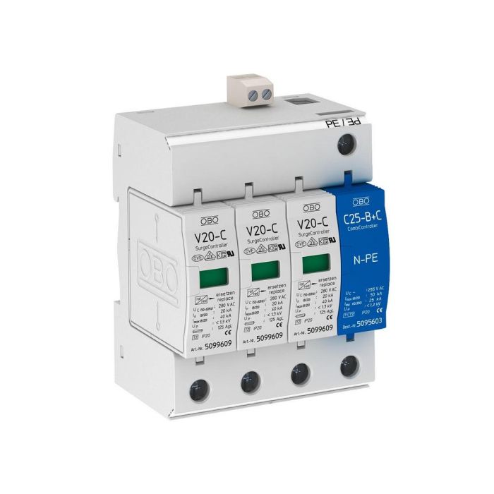 Обмежувач перенапруг OBO Bettermann Тип II V20-C 3+NPE+FS (5094765)