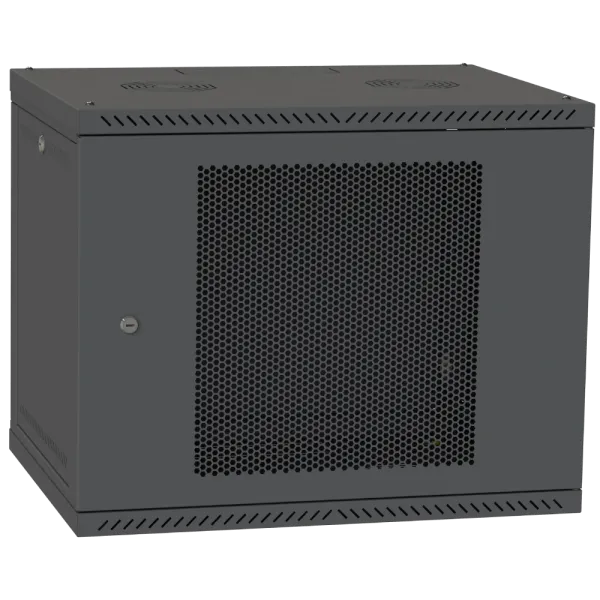 IPCOM 12U 600x600 Шафа телекомунікаційна двері перфорація (чорна)