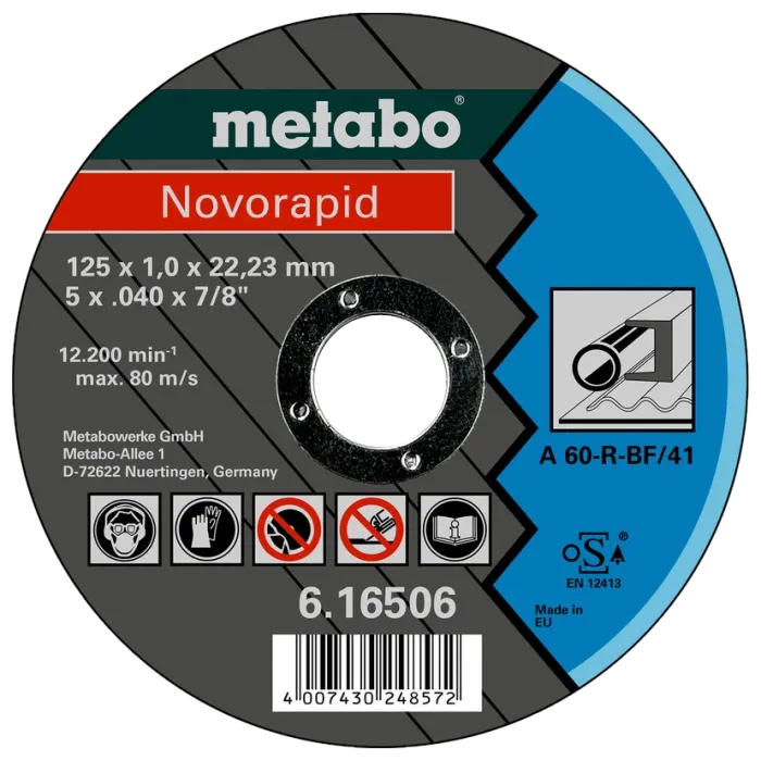 Metabo Novorapid (616506000) Відрізний круг по металу 125 x 1,0 x 22,23 мм, сталь, TF 41