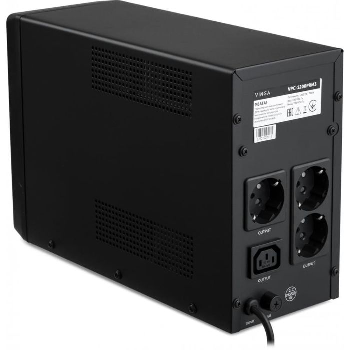 Джерело безперебійного живлення Vinga VPC-1200PRM3 1200ВА / 720 Вт з LED-дисплеєм у металевому корпусі