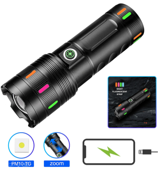 Ліхтар NIGHT VISION FLUORESCENCE 701-PM10-TG, Li-Ion акумулятор, ЗП Type-C, індикація заряду, zoom