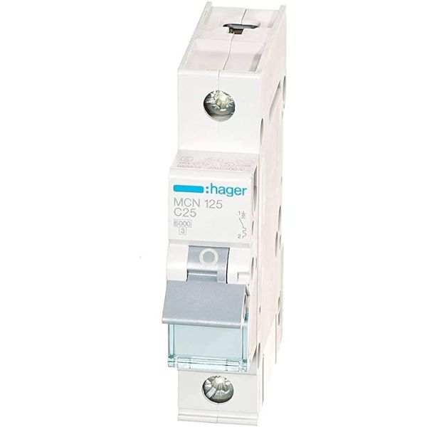 Автоматичний вимикач Hager MCN125 1P 6 кА C-25A 1M