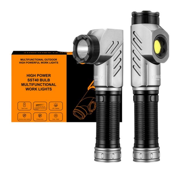Тактичний ліхтар YEMAO YM-F303X, 1600LM, акумулятори 1x21700 (1x5000 mAh), поворотна голова