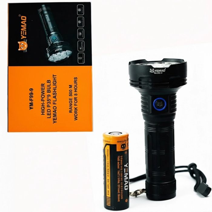 Фонарь YEMAO YM-F99-9 9P35, 1x32850, Power Bank, ЗУ Type-C